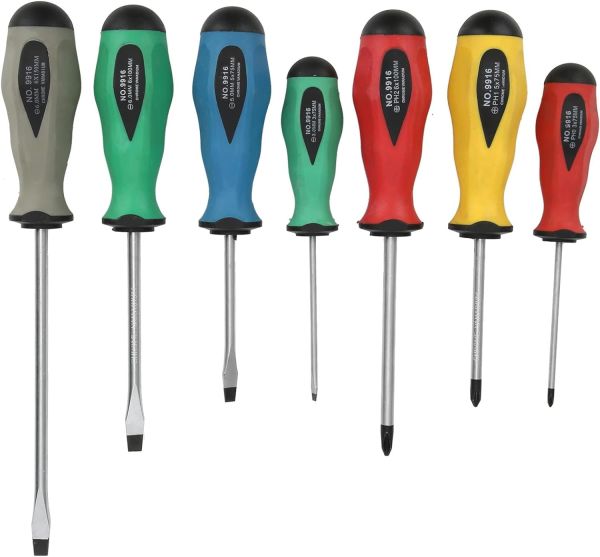 Professional 7Pc Screwdriver Set - Alloy Steel - Reliable Cross Slot - Durable Hand Tool Kit for Home Repairs