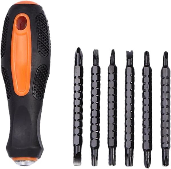 Magnetic Rotating Ratchet Screwdriver Set - 6-in-1 Home Repair Tool Kit