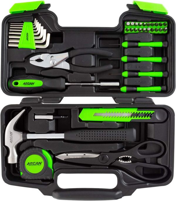 Arcan 39-Piece Home Hand Tool Kit for Household Repairs