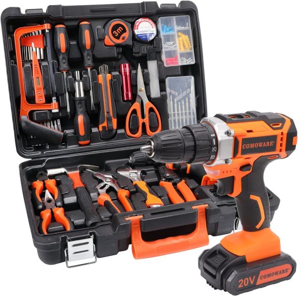 COMOWARE 120 Pcs Home Tool Kit with Drill