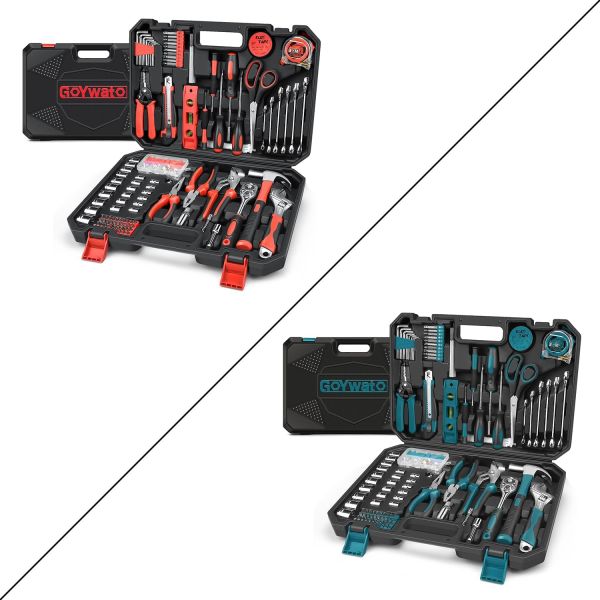 GoYwato Ultimate Home Tool Kit - Complete Set for Fixing and Improving Your Home (Red & Blue)