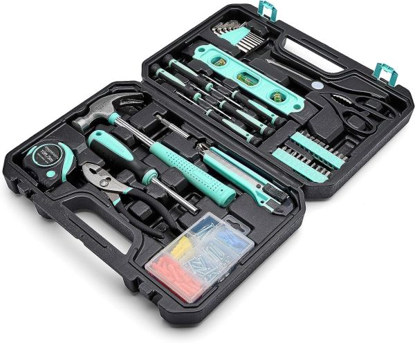 142-Piece Turquoise Tool Kit with Storage Case