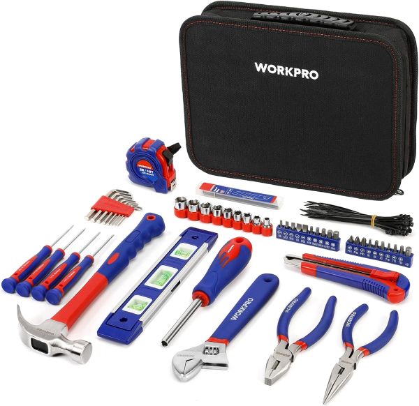 WORKPRO 100-Piece Home Tool Kit with Easy Carrying Pouch