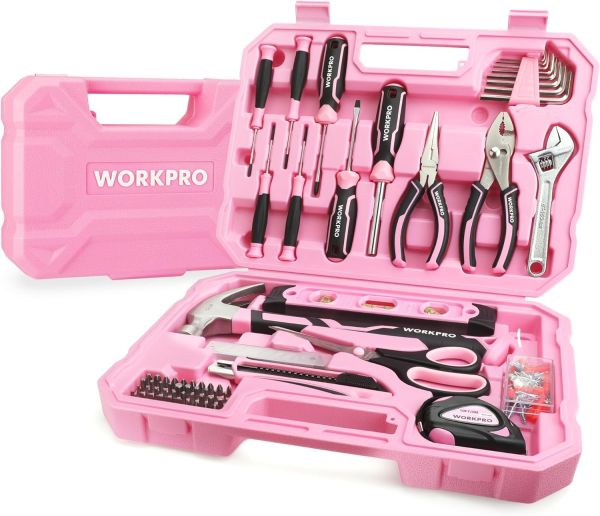 WORKPRO Pink Household Home Tool Kit - 258PCS